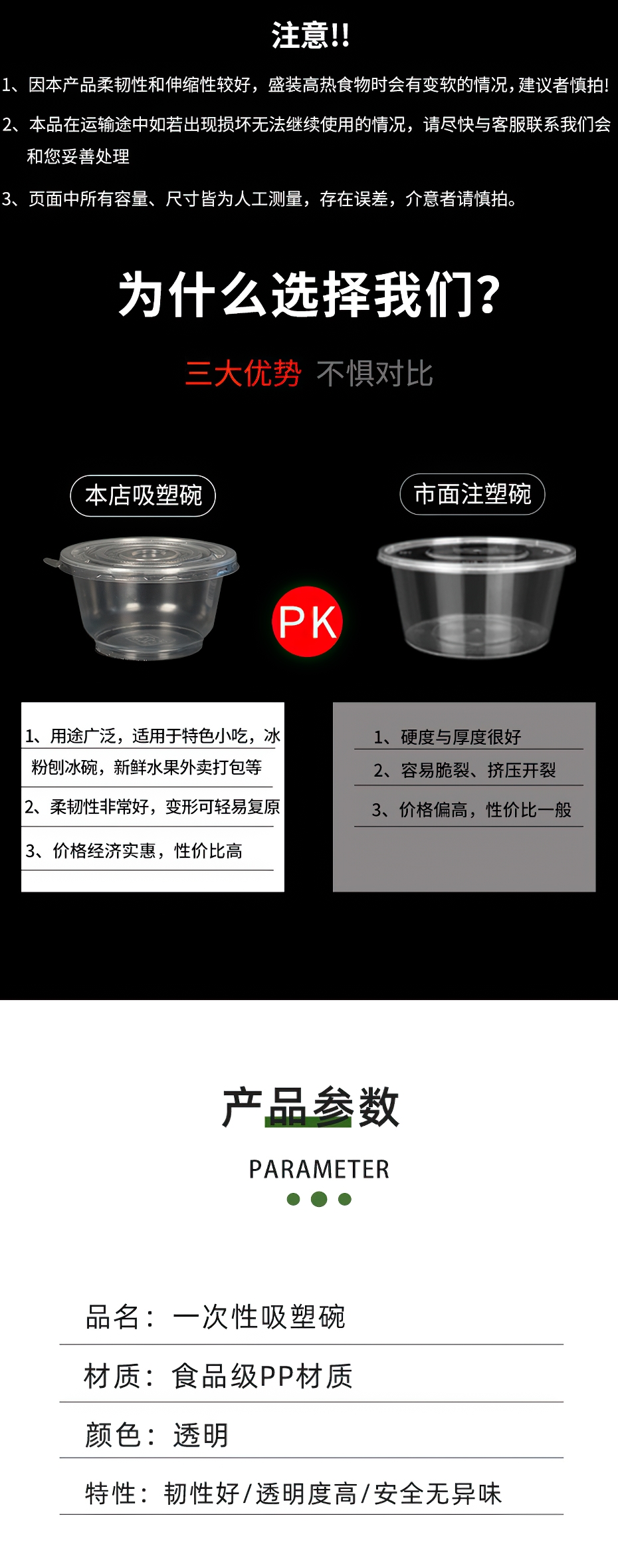 加厚塑料打包碗